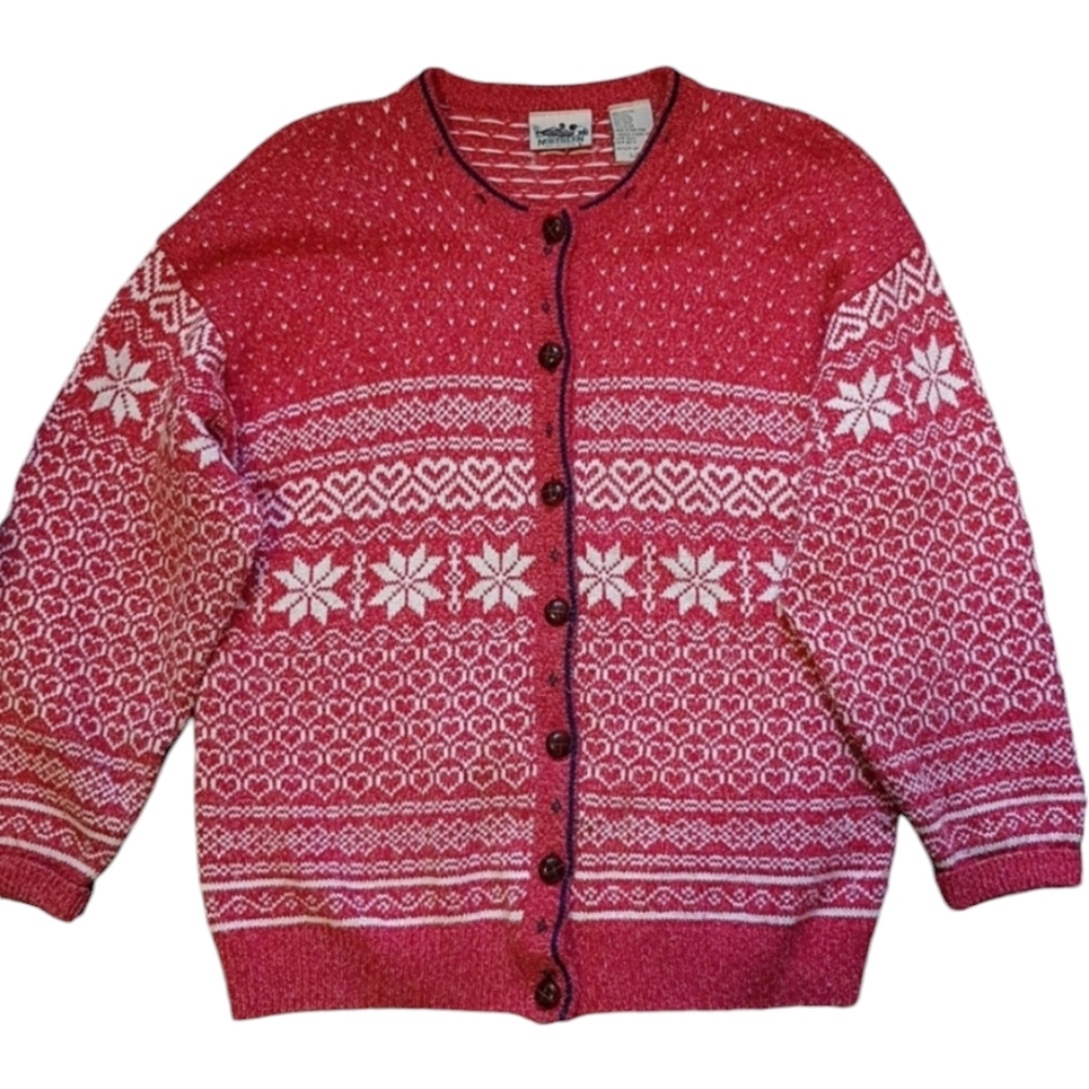 LG Northern Reflections Holiday Christmas Sweater Cardigan Cotton Wool